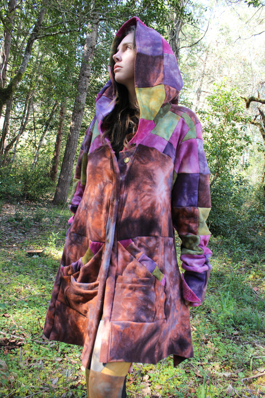 Sold-Custom XL Fairy Button up Hoodie Patchwork