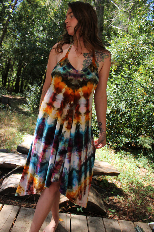 Small Halter Dress Highlow Hem Ice Dye Colorway