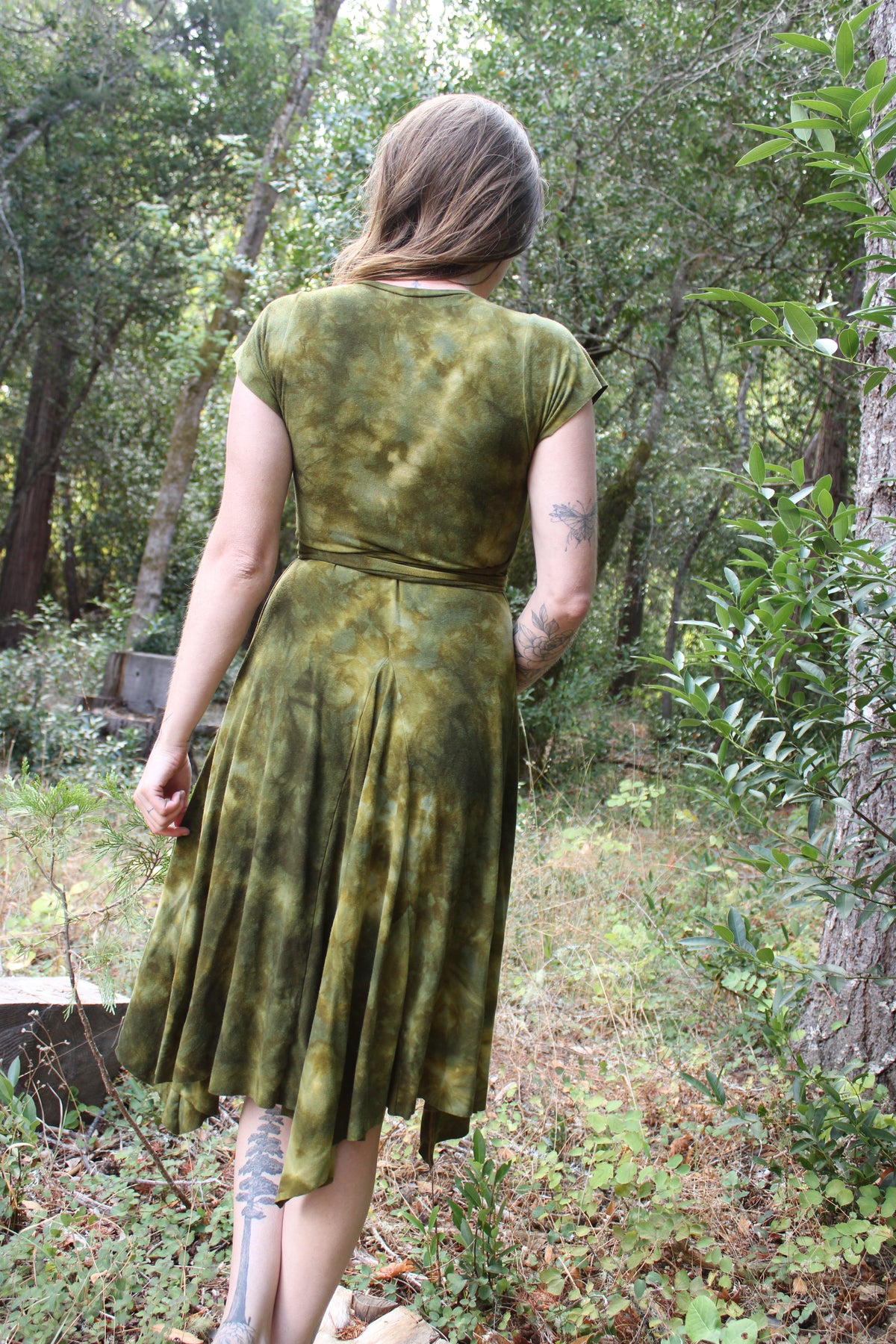 Sold-Custom Small Wrap Dress Moss Agate Colorway