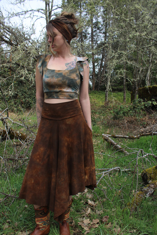 Small Crop Top (Short Flowy Sleeve) Oregon Green Jasper Colorway