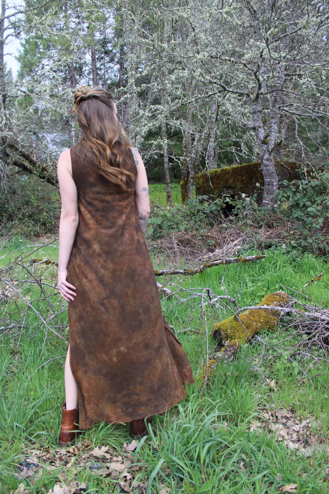 Sold-Custom Medium MIDI/Maxi Sleeveless Dress Petrified Redwood Colorway