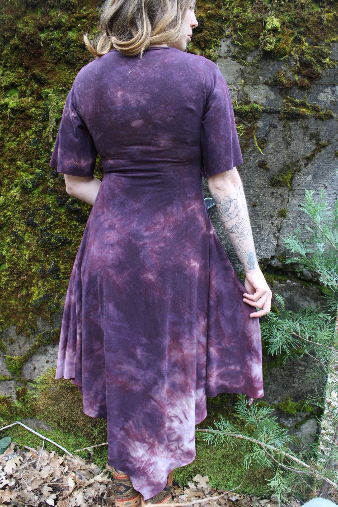 Sold-Custom Small HighLow No Seam Fairy Dress Short Flowy Sleeves Sugilite Colorway
