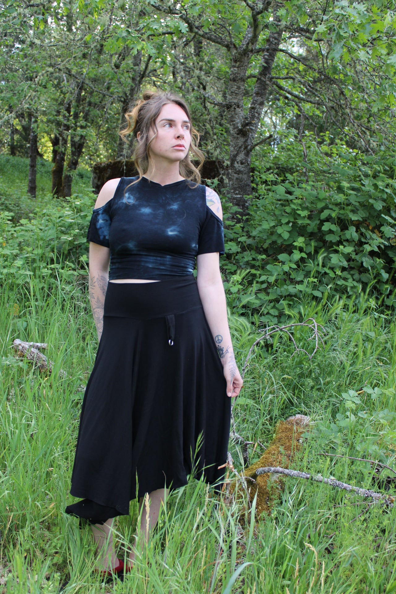 Sold-Custom Medium Shoulder Cutout Top Lapis Colorway