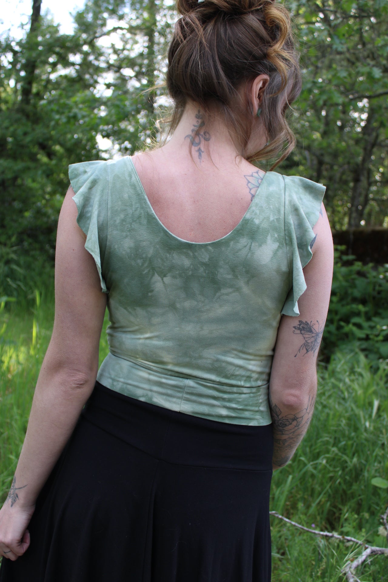 Sold- Custom Small Short Flowy Sleeve Top Adventurine Colorway