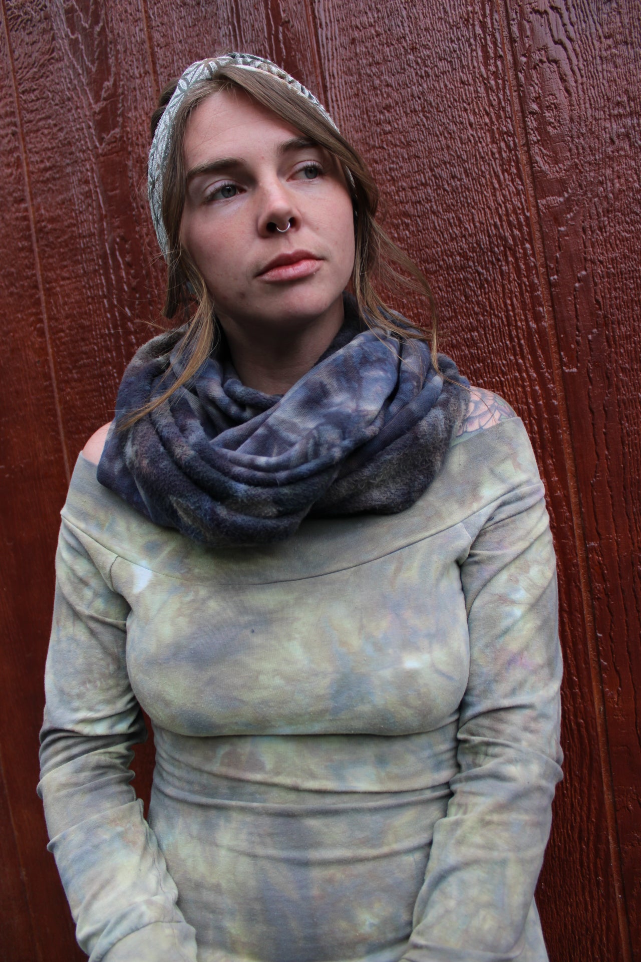 Flower Twisted Headband Oregon Green Jasper Colorway