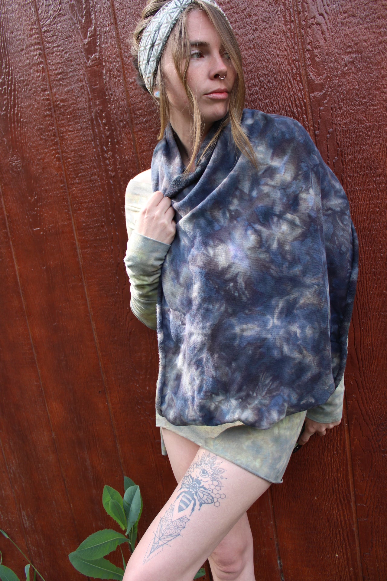 Infinity Scarf Heavy Bamboo Organic Cotton Fleece Sodalite Colorway