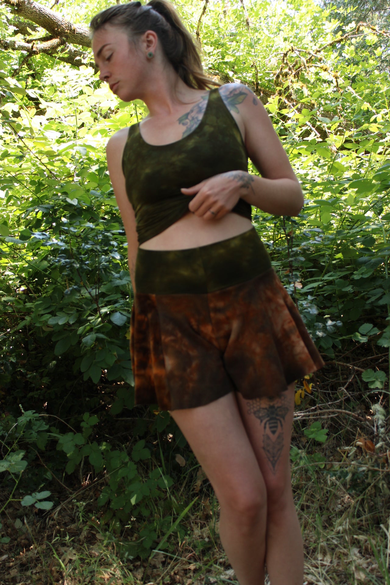 Small Flowy Shirts Scrap Fabric Redwood/Moss Colorway