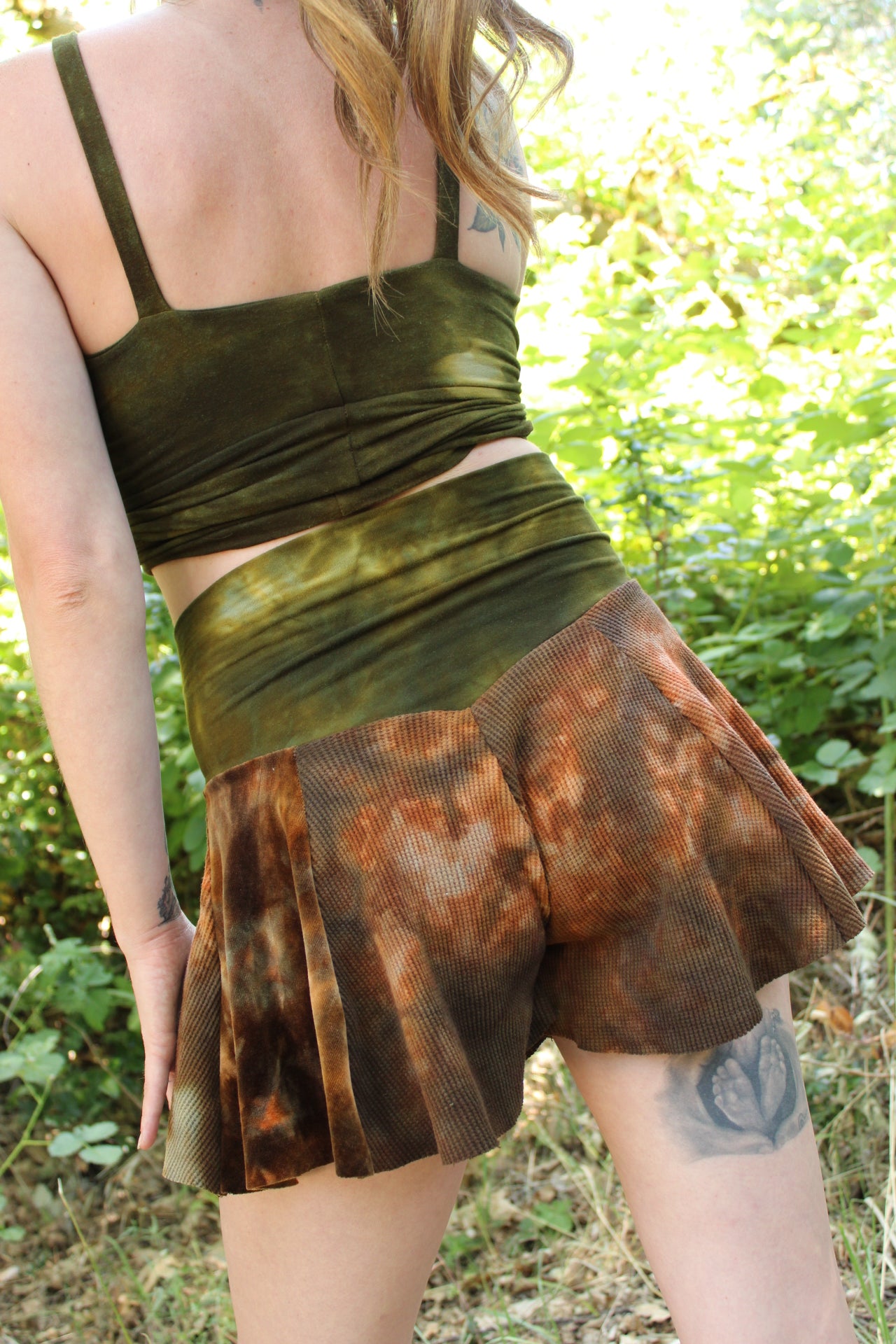 Small Flowy Shirts Scrap Fabric Redwood/Moss Colorway