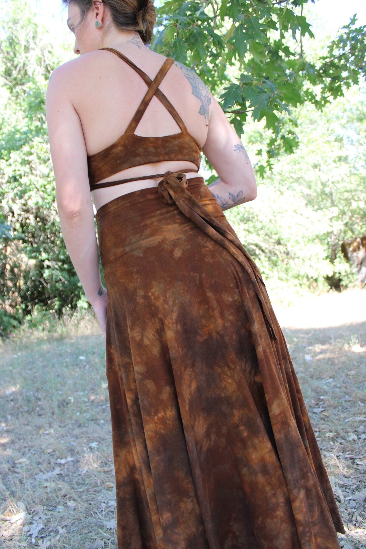 Sold-Custom small Maxi Skirt Aussie/redwood Colorway
