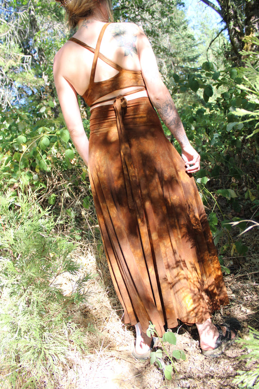 Sold-Custom small Maxi Skirt Aussie/redwood Colorway