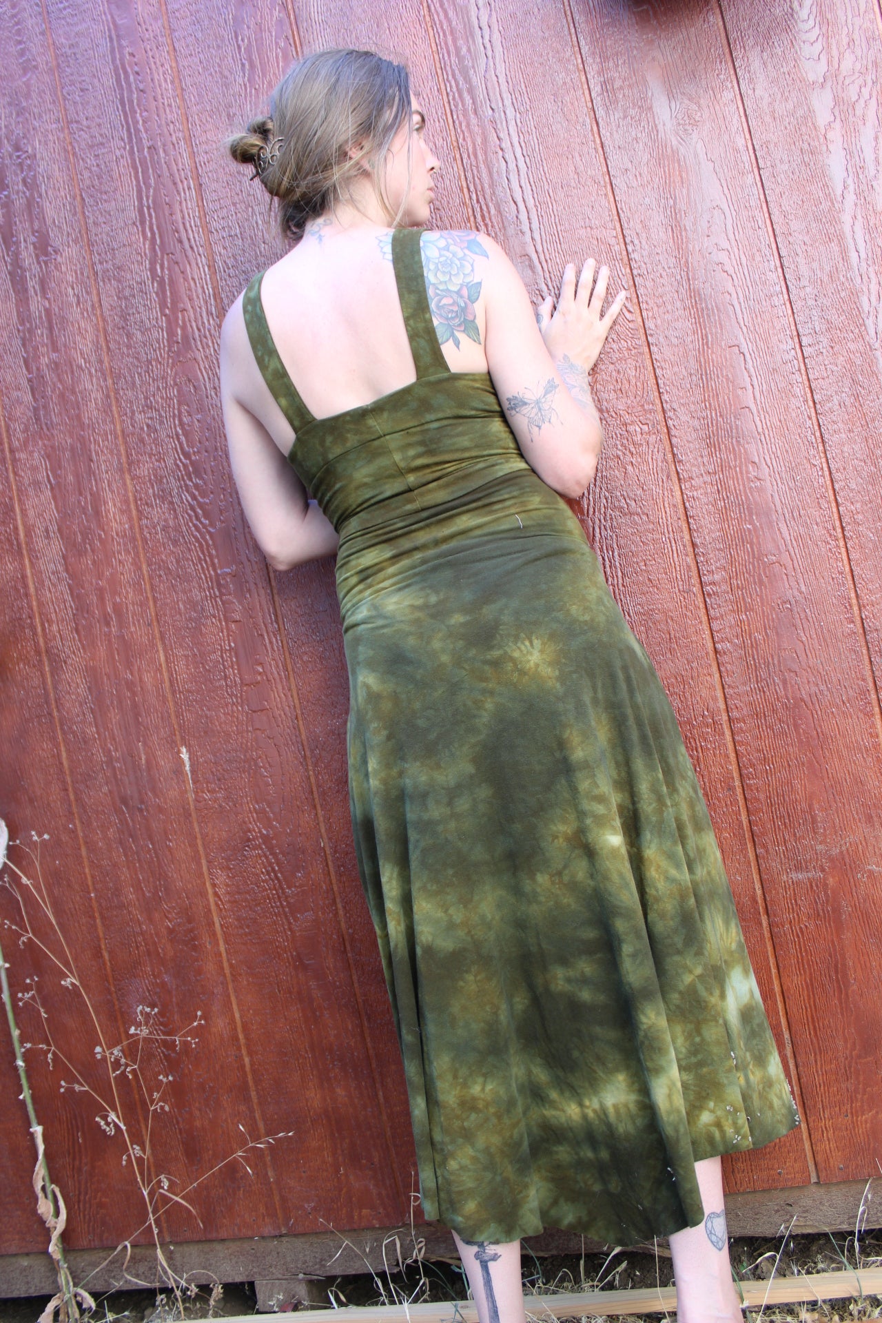 Sold-Custom Small Cross Font tank Moss Agate Colorway
