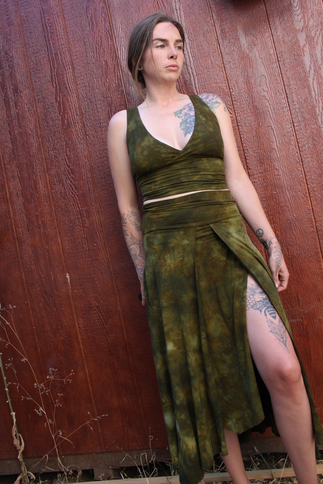 Sold-Custom Small Cross Font tank Moss Agate Colorway
