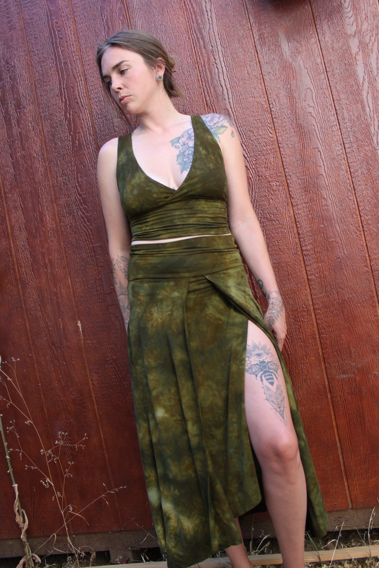 Sold-Custom Small Cross Font tank Moss Agate Colorway
