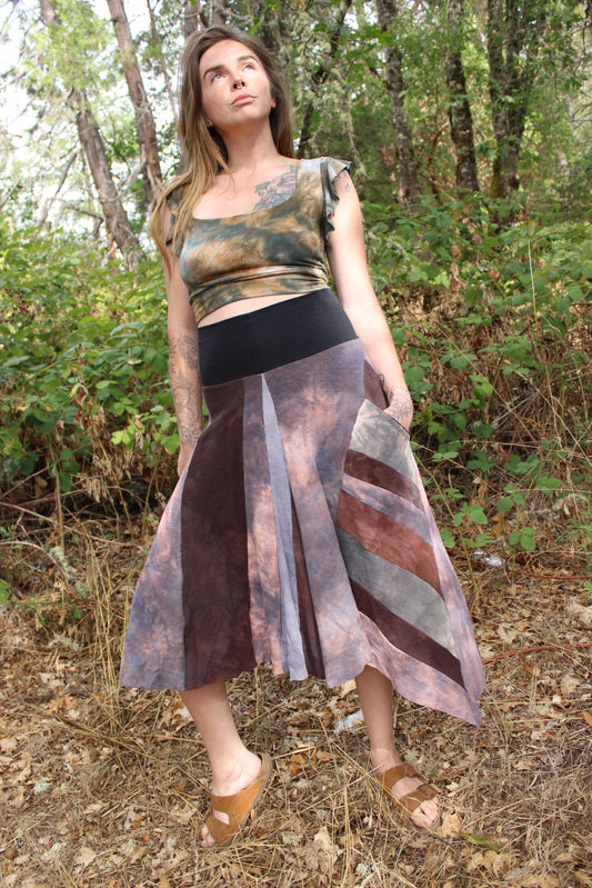 Small OOAK Patchwork Skirt Thermal Blend