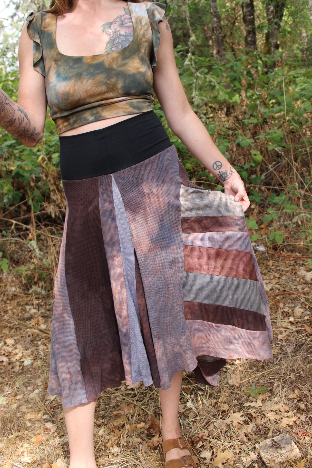 Small OOAK Patchwork Skirt Thermal Blend