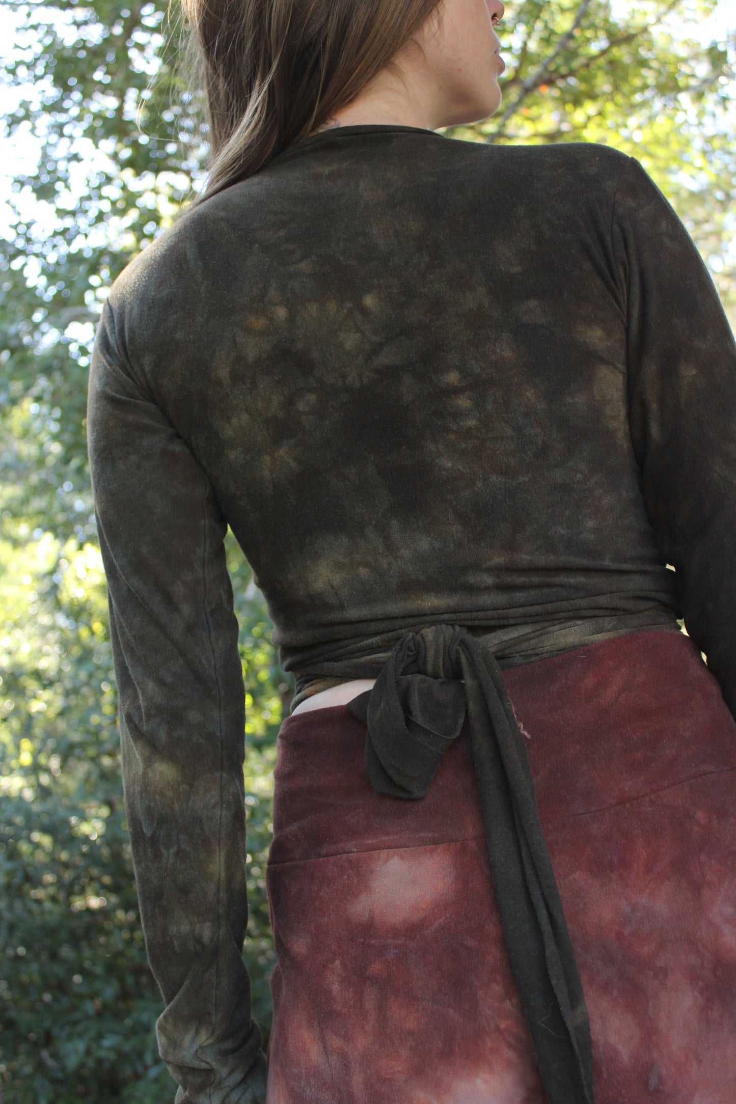 Sold-Custom Medium L/S Wrap Top Oregon Green Jasper Colorway