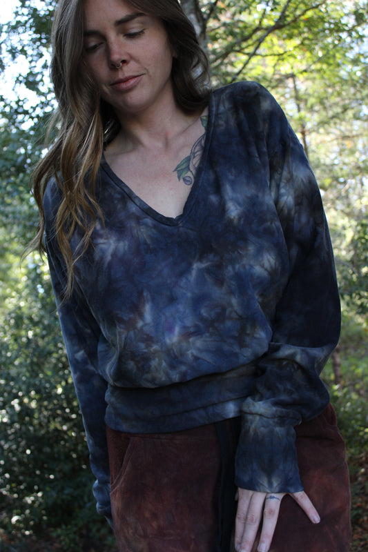 Sold-Custom Medium Oversized V neck Fitted Waist L/S Sodalite Colorway