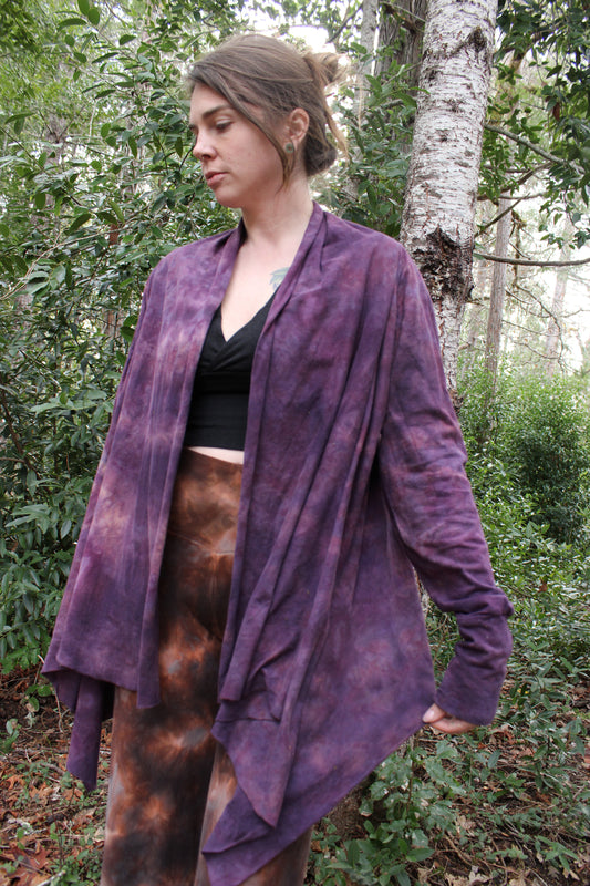 Shortened Length Breezy Shawl Fitted Cuff Sugilite Colorway
