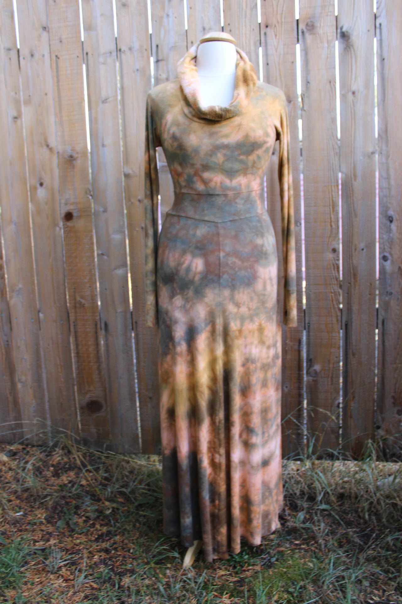 Maxi Hooded Fairy Dress Amber/ Petrified Redwood Colorway
