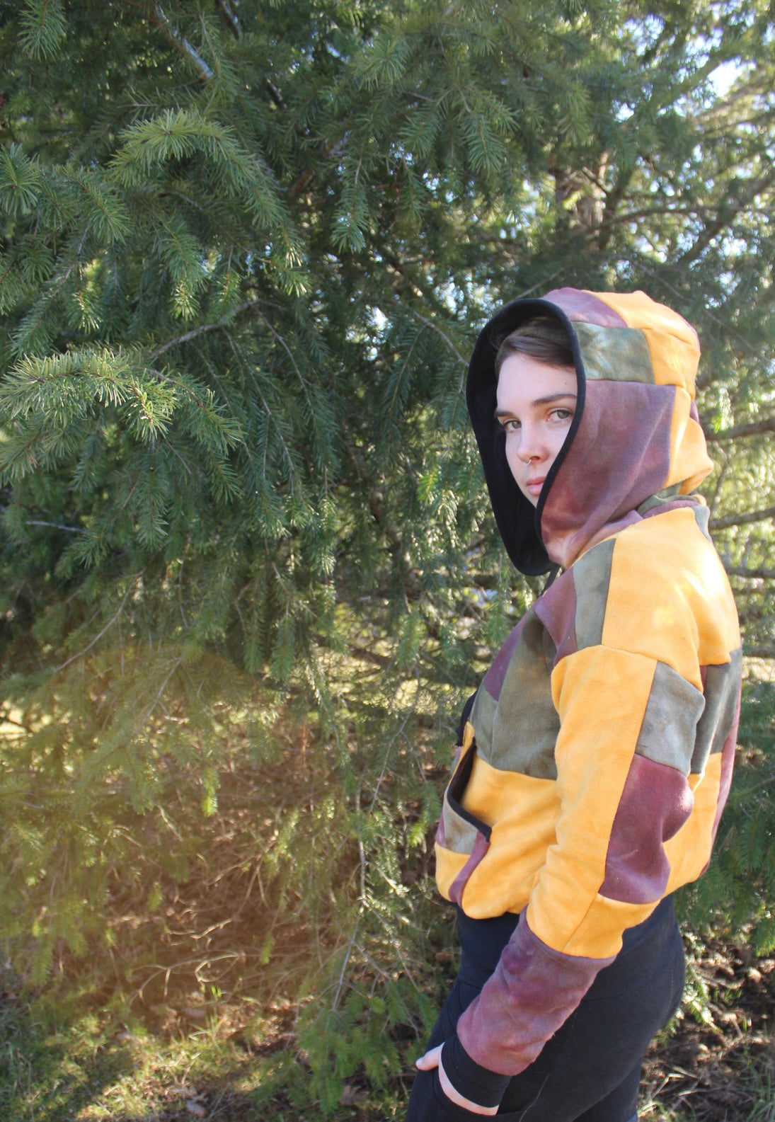 Small Patchwork Hoodie Slightly Crop