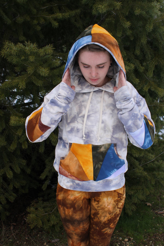 Small Slouchy Slight Crop Rainbow Hoodie Heavy Bamboo Fleece