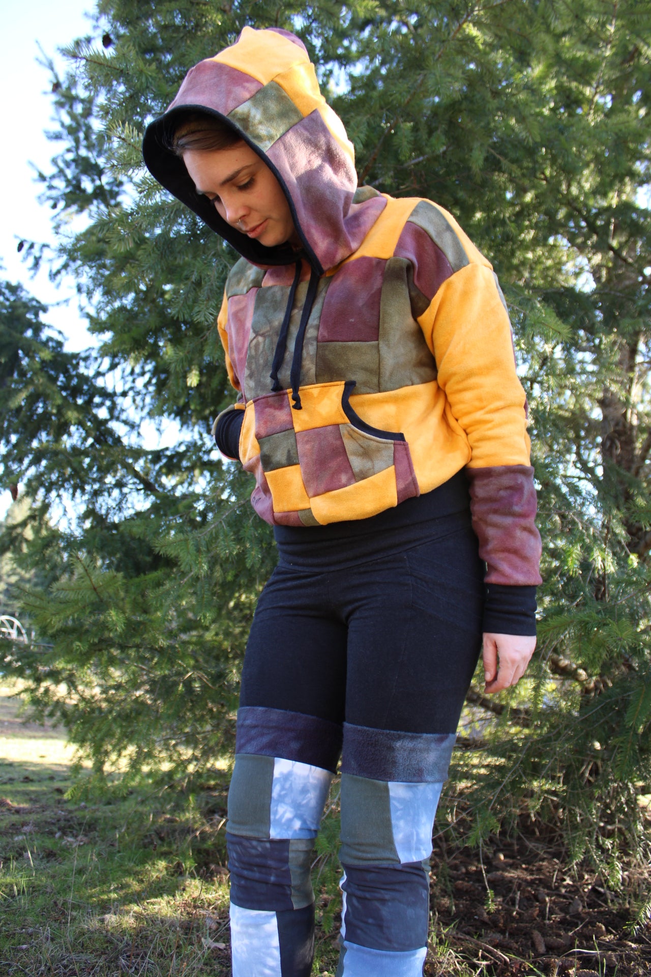 Small Patchwork Hoodie Slightly Crop