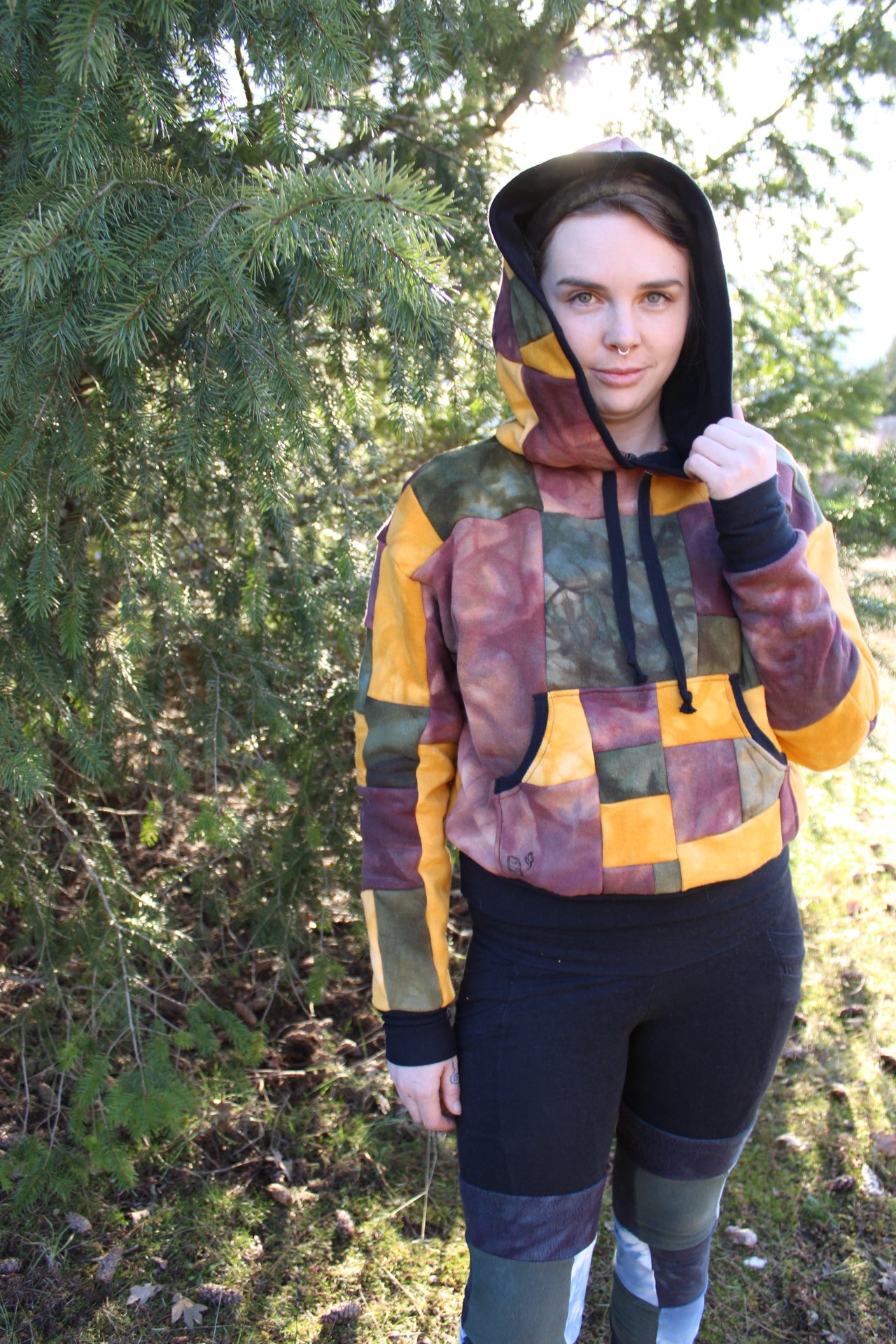 Small Patchwork Hoodie Slightly Crop