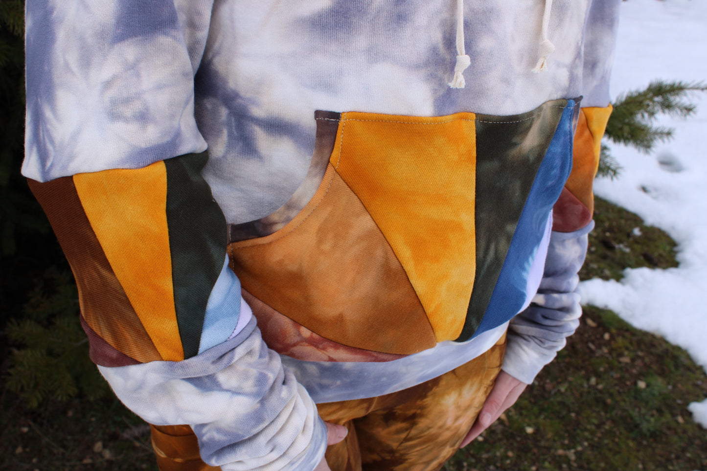 Small Slouchy Slight Crop Rainbow Hoodie Heavy Bamboo Fleece