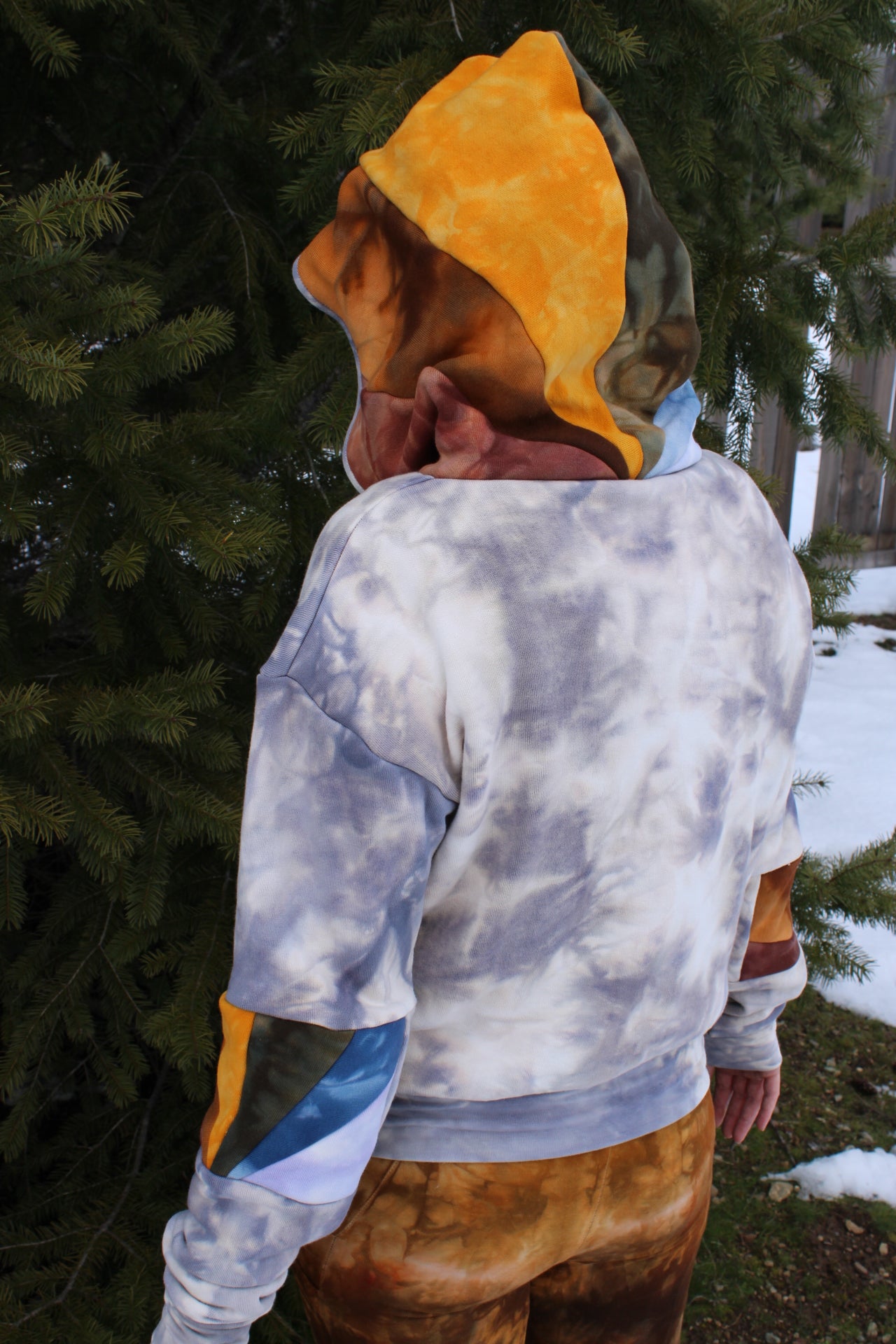 Small Slouchy Slight Crop Rainbow Hoodie Heavy Bamboo Fleece