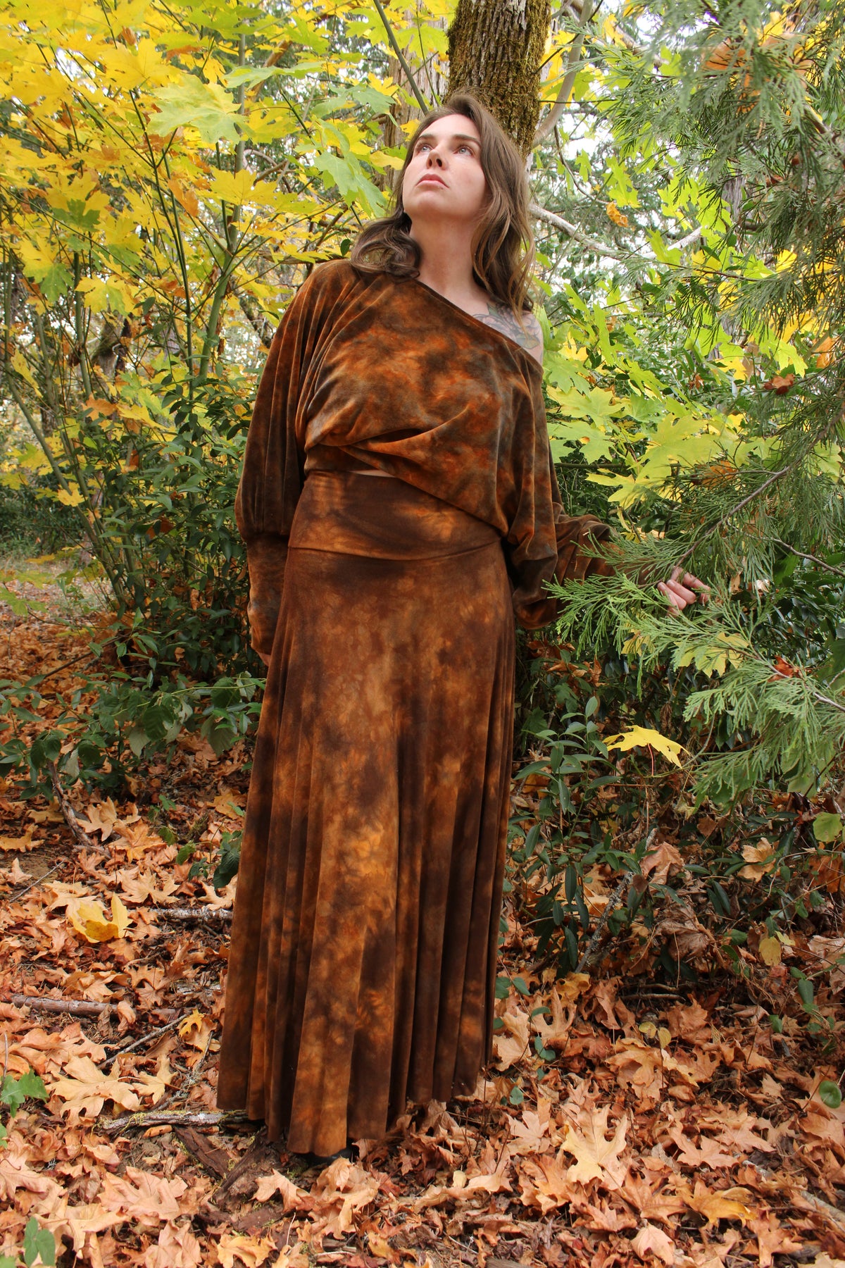 Small Wide Neckline Long sleeve Wide arm top Petrified Redwood Colorway