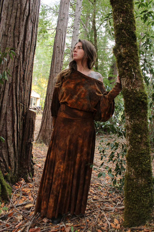 Small Wide Neckline Long sleeve Wide arm top Petrified Redwood Colorway