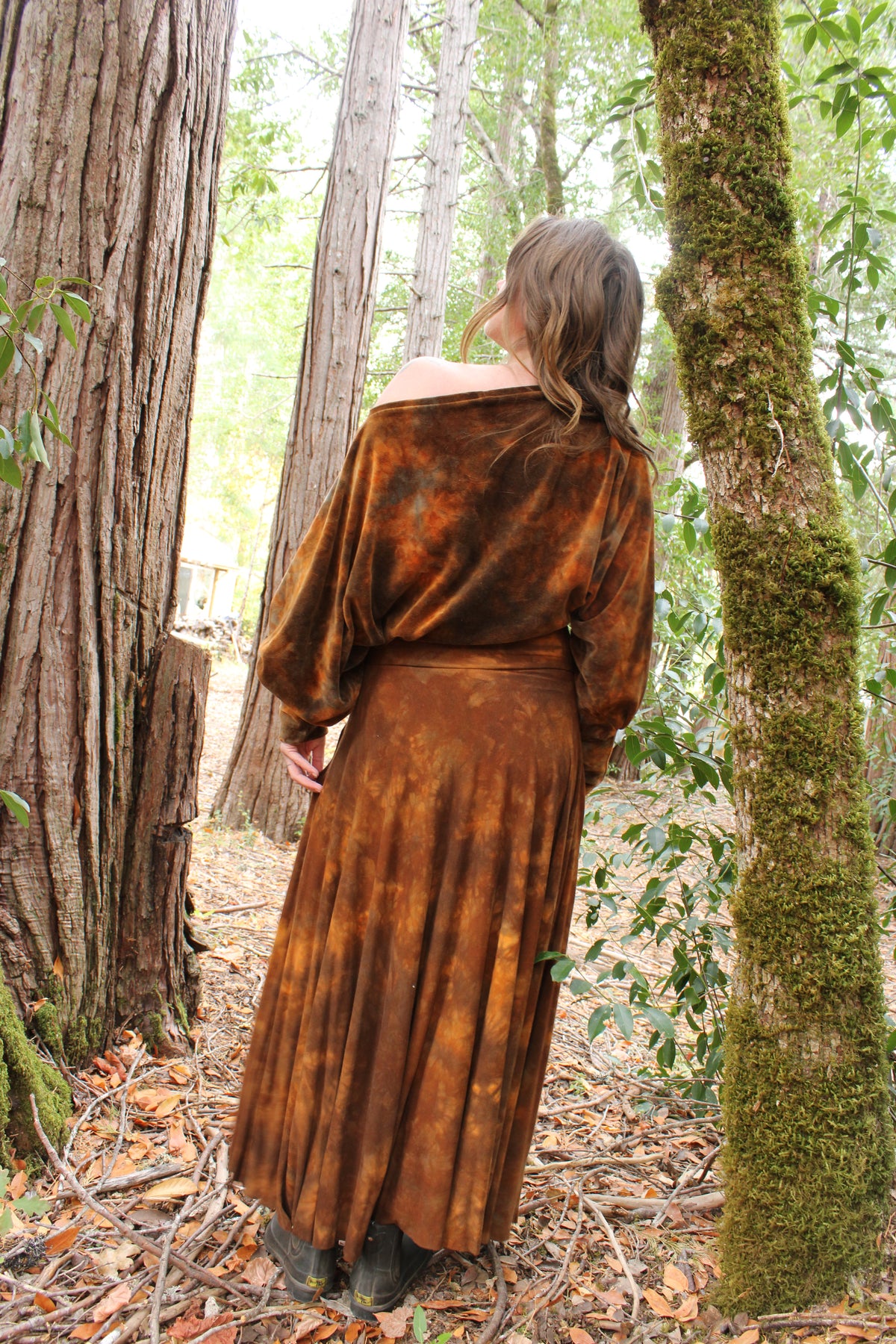 Small Wide Neckline Long sleeve Wide arm top Petrified Redwood Colorway