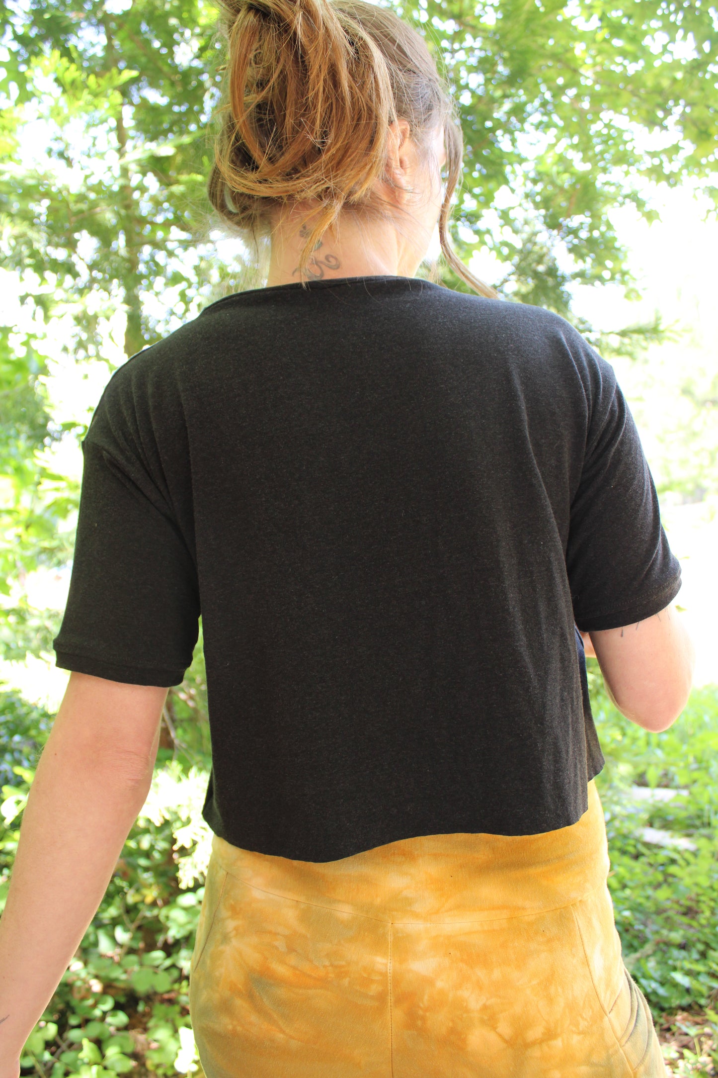Sold-Custom Small “Who Me?” Crop T Black Colorway
