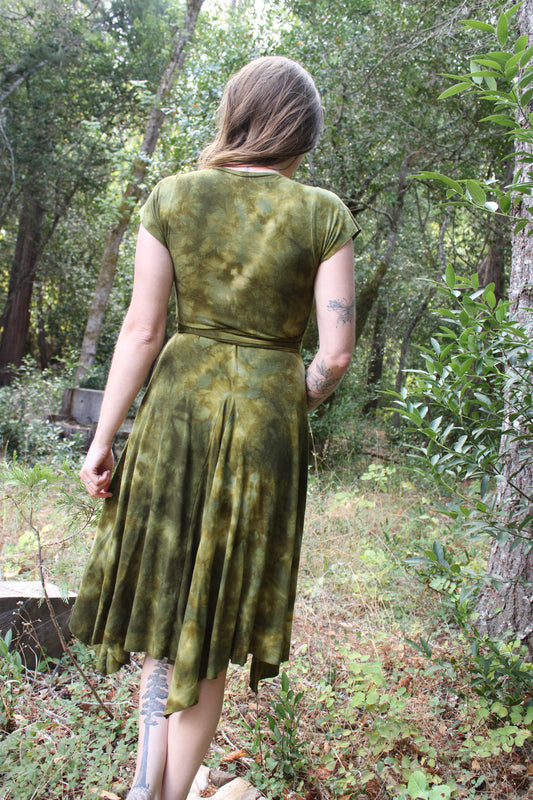 Sold-Custom Small Wrap Dress Moss Agate Colorway