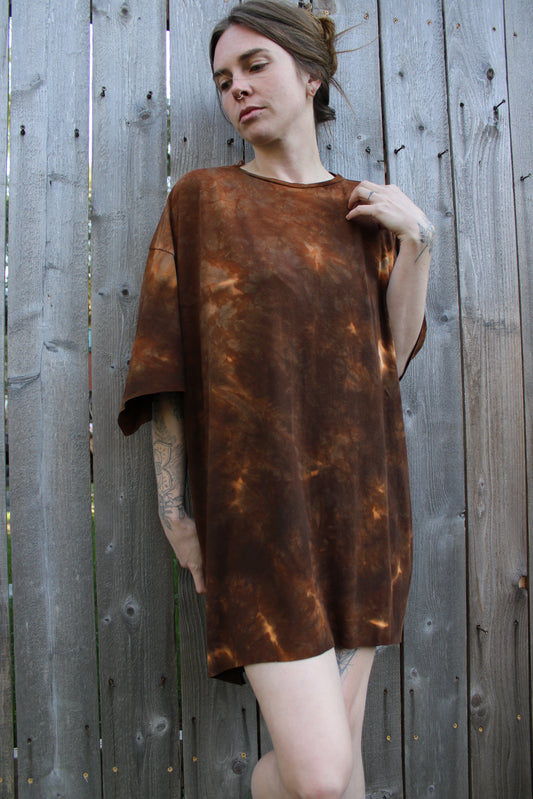 Sold-Custom Large Oversized T/Dress Australian Boulder Opal/ Petrified Redwood Colorway