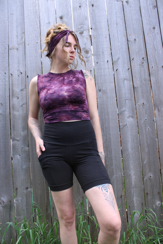 Sold-Custom Small Sleeveless Shirt Sunflower Back Cutout