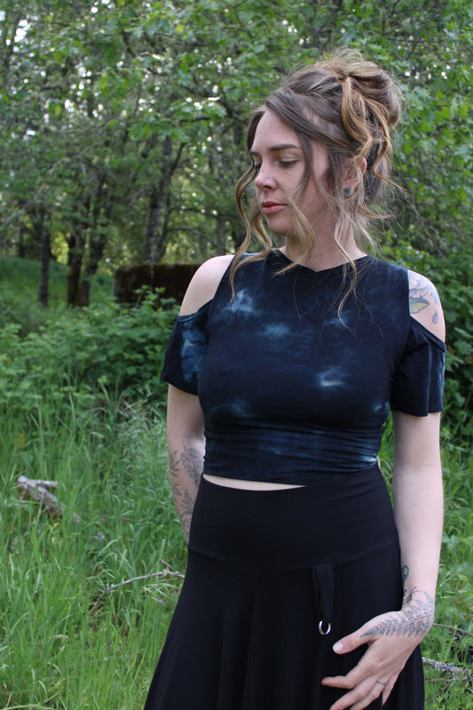 Sold-Custom Medium Shoulder Cutout Top Lapis Colorway