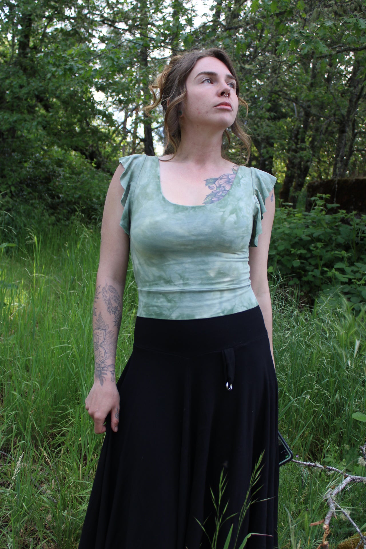 Sold- Custom Small Short Flowy Sleeve Top Adventurine Colorway