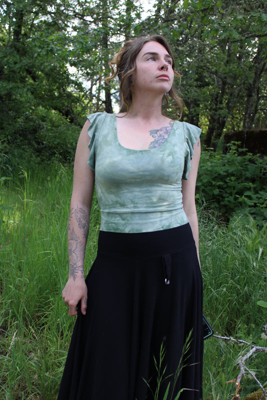 Sold- Custom Small Short Flowy Sleeve Top Adventurine Colorway
