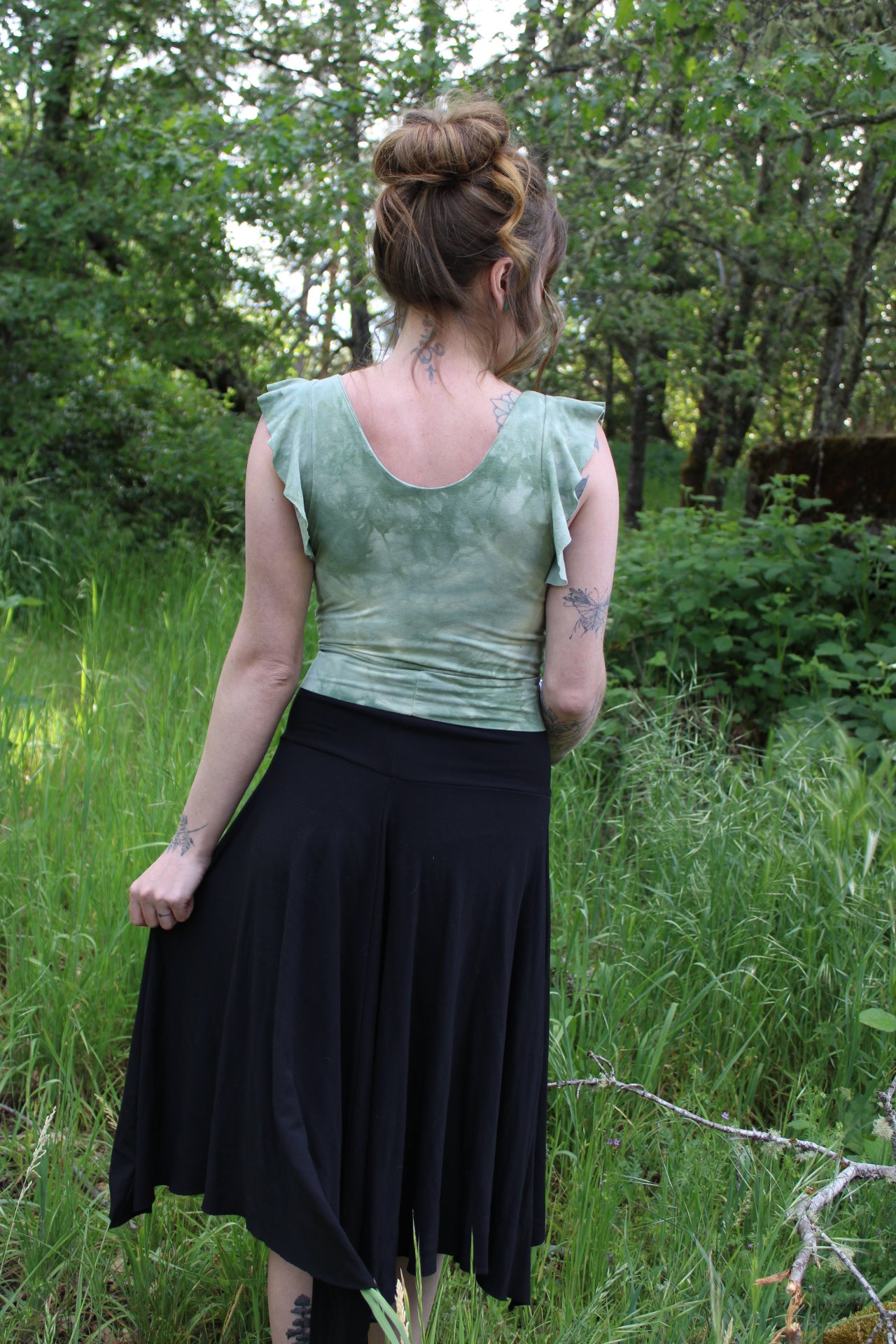 Sold- Custom Small Short Flowy Sleeve Top Adventurine Colorway