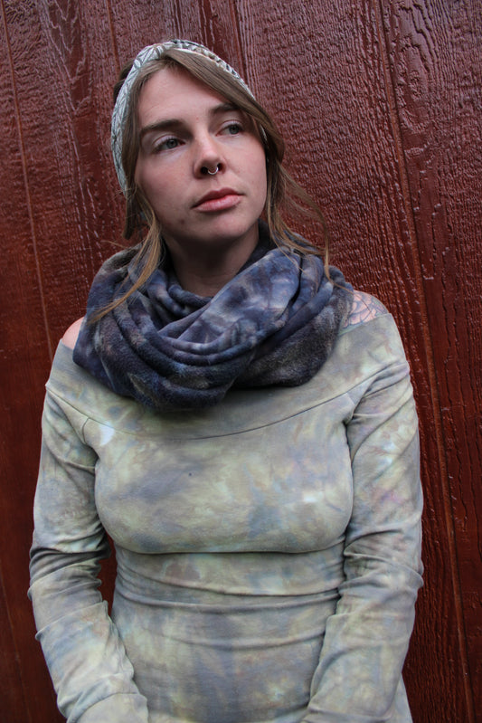 Infinity Scarf Heavy Bamboo Organic Cotton Fleece Sodalite Colorway