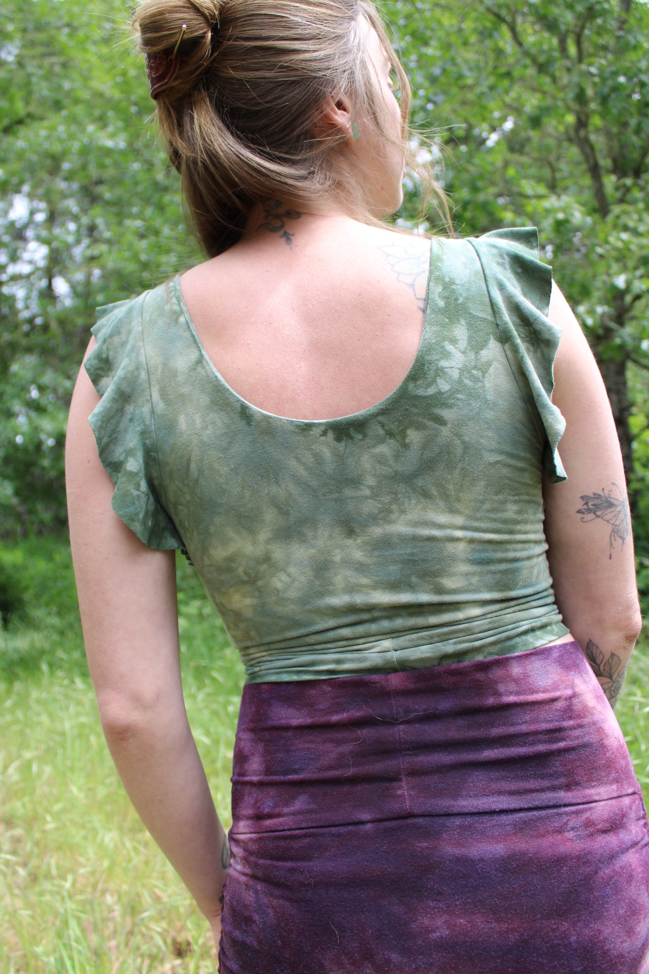 Small Crop Top (Short Flowy Sleeve) Adventurine Colorway