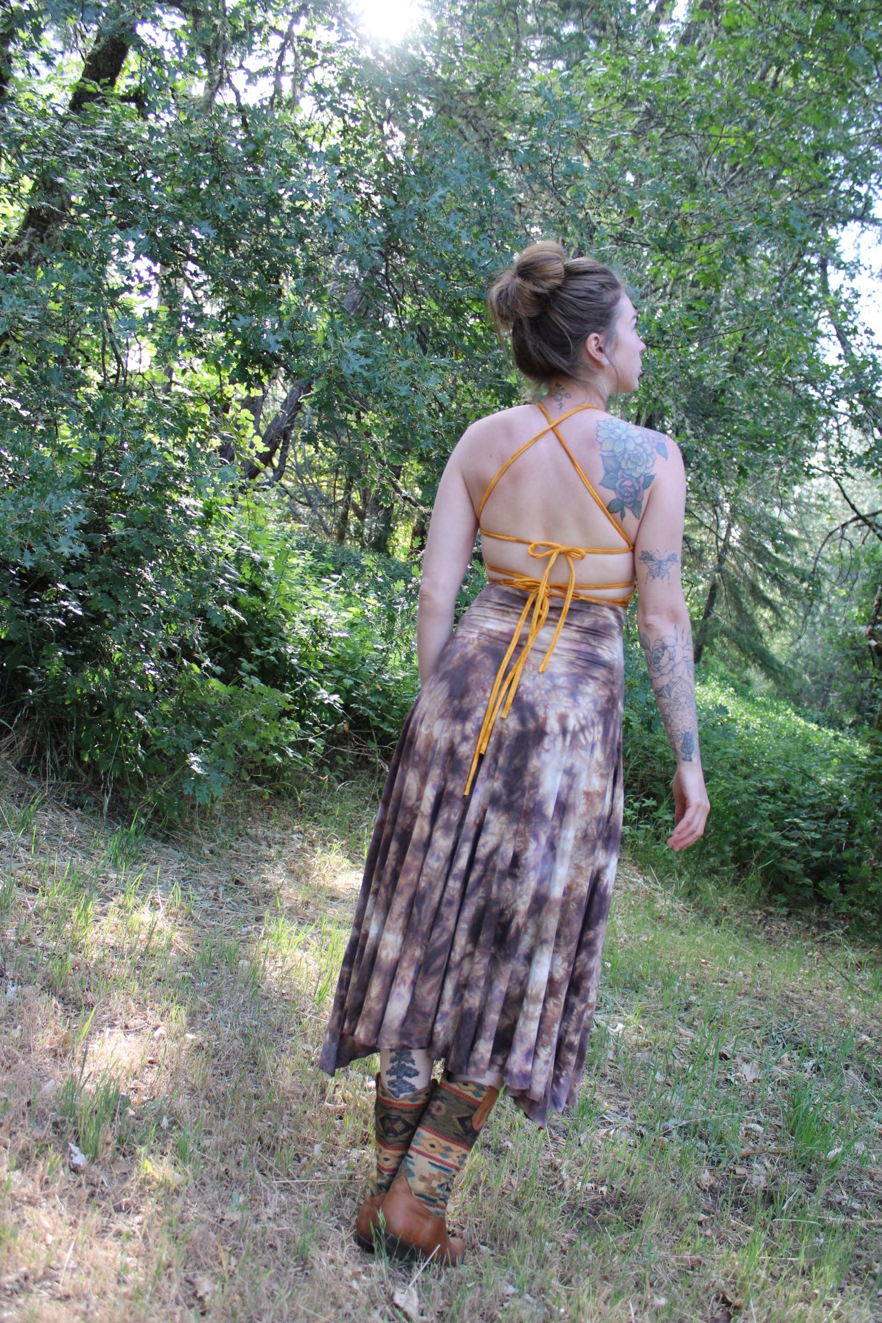 Small Maxi HighLow Skirt Highwaisted Opal Colorway