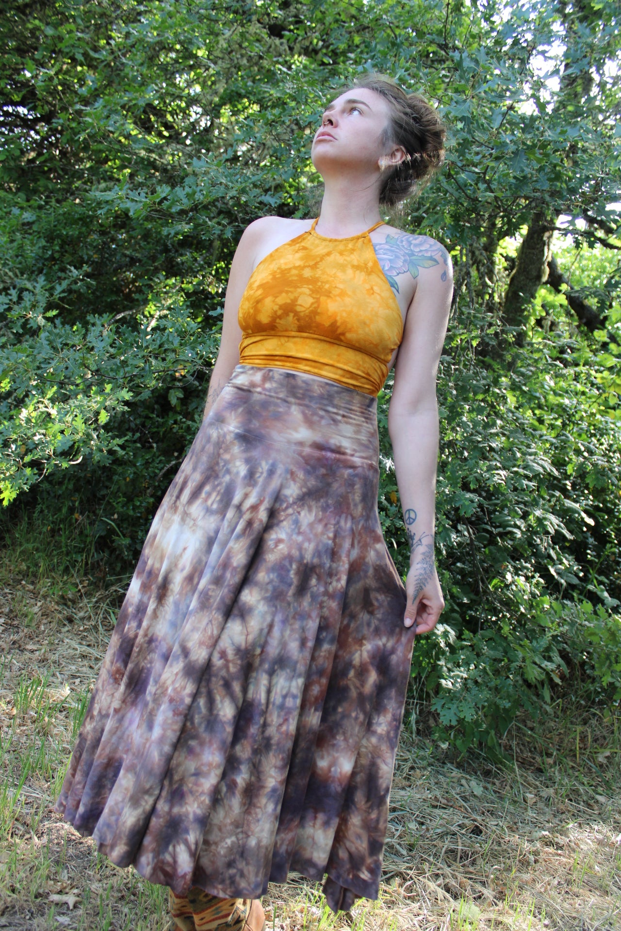 Small Maxi HighLow Skirt Highwaisted Opal Colorway