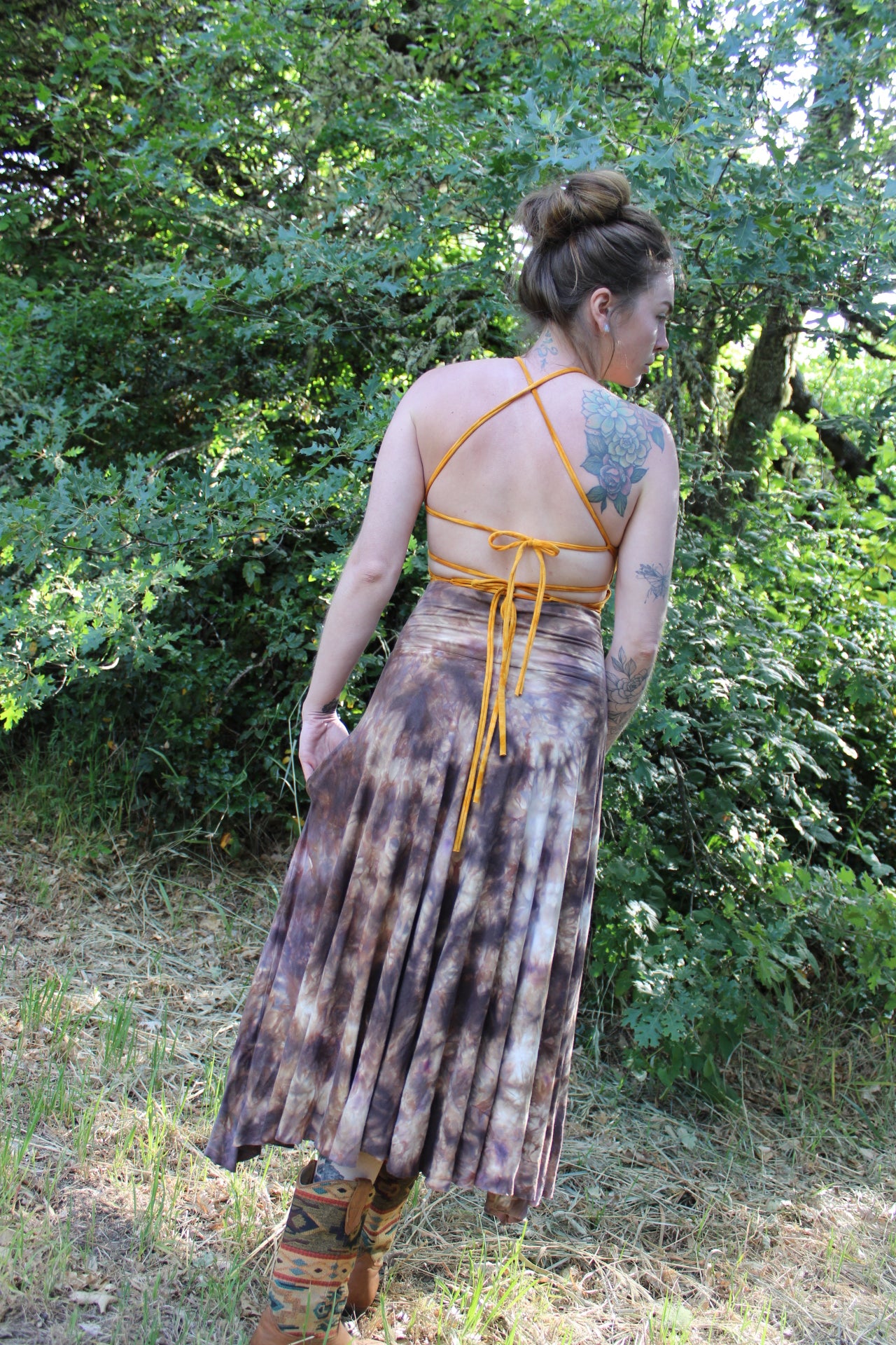 Small Maxi HighLow Skirt Highwaisted Opal Colorway
