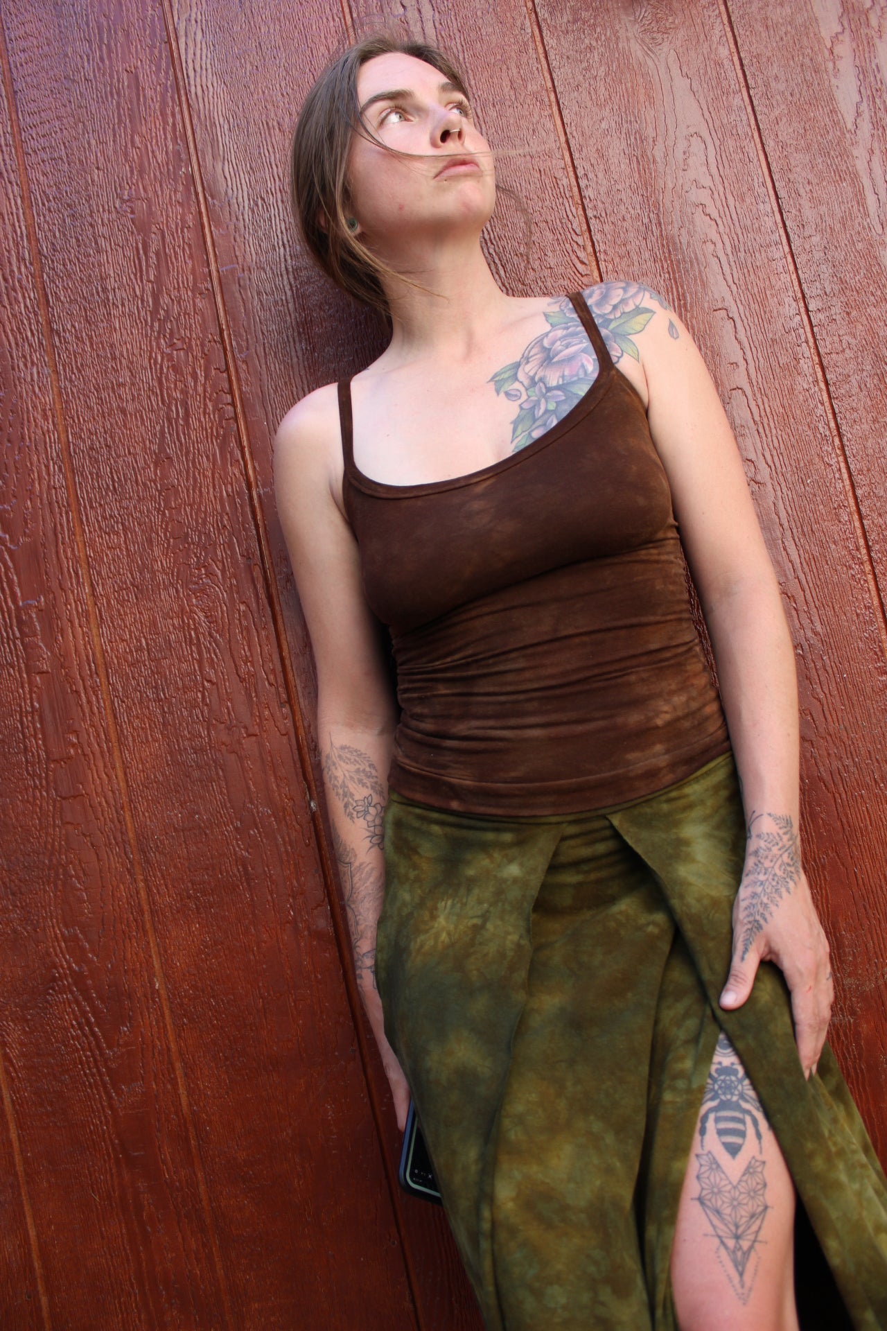 Sold-Custom Small Thin Strap Tank Dark Petrified Redwood Colorway