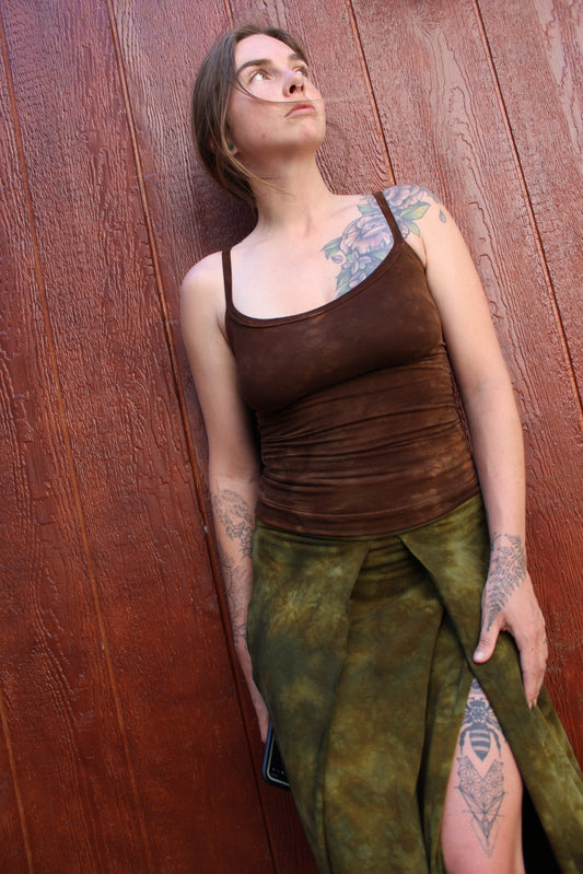 Sold-Custom Small Thin Strap Tank Dark Petrified Redwood Colorway