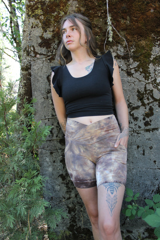 Small Side Pocket Shorts Cross Waistband Opal Colorway