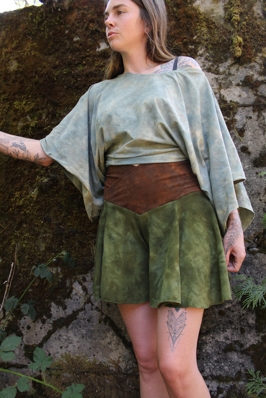 Sold- Custom Large Flowy Shorts Moss/Redwood Colorway