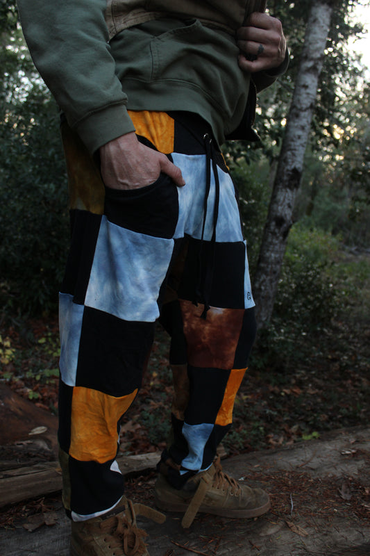 Large Drop Crotch Jogger Checkered Patchwork